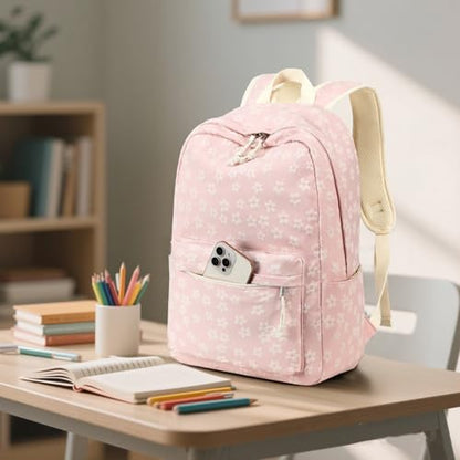 LEDAOU School Backpack for Teen Girls Elementary Middle School Bookbag Kids Backpacks Women Laptop Backpack Travel Daypack - color: Little Flower Pink