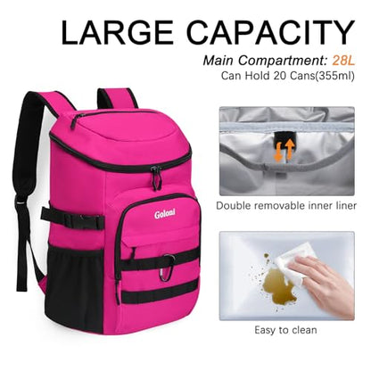 Cooler Backpack Insulated Leak Proof,Small Soft Coolers Bag for Men and Women Camping,Travel,Beach,Hiking,Picnic - color: Pink