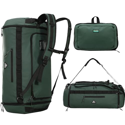 Haimont 50L Travel Duffle Bag for Men Women Foldable Sports Duffle Backpack for Gym Hiking Camping Workout Outdoor with Pocket & Shoe Compartment, Upgrade, Army Green - color: Army Green