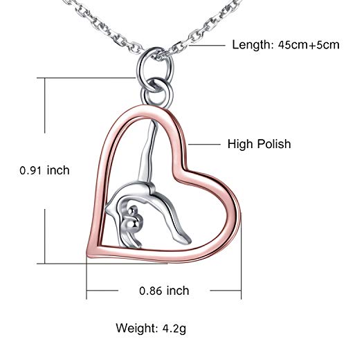 Sariel Gymnastics Gifts for Women Gymnast Necklace 925 Sterling Silver Gymnastics Fashion Jewelry Pendant Birthday - color: Rose gold