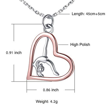 Sariel Gymnastics Gifts for Women Gymnast Necklace 925 Sterling Silver Gymnastics Fashion Jewelry Pendant Birthday - color: Rose gold