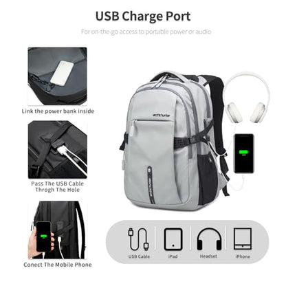 ARCTIC HUNTER AH Travel Carry On 15.6" Laptop Backpack for Men, Large 30L Anti-Theft & Waterproof Backpacks Flight Approved for Business, Commuting, Work, Weekend Casual Daypack, Grey, Silver - color: Sliver