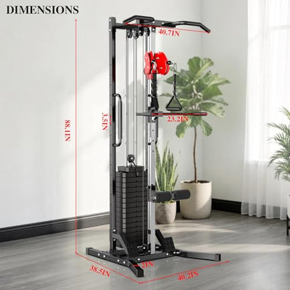 Cable Crossover Power Rack with 70kg Weight Stack,Single Arm Fly,High Low Pull Multi-Functional Home Gym