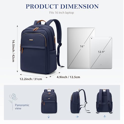 Travel Backpack for Women Personal Carry On Bag Business Weekender Hiking Multilayer Laptop Bag,16 Inch,Navy blue - color: Upgrade-navy Blue, size: 16 Inch