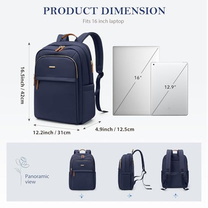 Travel Backpack for Women Personal Carry On Bag Business Weekender Hiking Multilayer Laptop Bag,16 Inch,Navy blue - color: Upgrade-navy Blue, size: 16 Inch