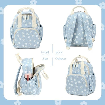 Bluboon Toddler Backpack for Girls Boys 2-4 Cute 12" Preschool Kindergarten Backpacks Kids Daycare Bags School Travel (White Flower-Blue, Age 2-4 (12" H not Fit A4 Folder)) - color: White Flower-blue, size: Age 2-4 (12" H not Fit A4 Folder)