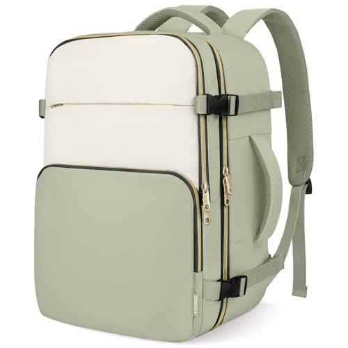 ZOMFELT Travel Backpack for Women Men, Carry On Backpack, TSA 15.6inch Laptop Backpack Flight Approved, Personal Item Travel Bag Nurse Bag Casual Daypack for Weekender Business Trip, Green - color: Green