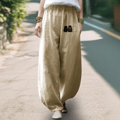 MARSVOVO Wide Leg Pants for Women Elastic High Waist Oversized Loose Casual Yoga Pants Lightweight Breathable Trousers - color: Black White, size: Medium