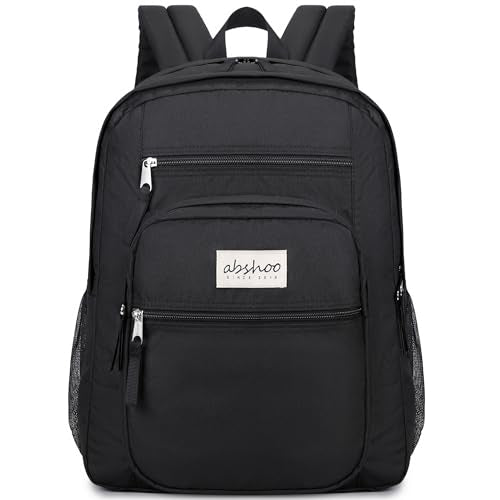 abshoo 34L Large Backpack for School Water Resistant Women Men Bookbag For College, Middle High School, Travel (Black) - color: Black