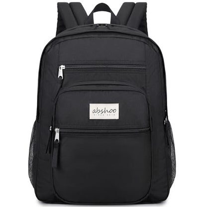 abshoo 34L Large Backpack for School Water Resistant Women Men Bookbag For College, Middle High School, Travel (Black) - color: Black