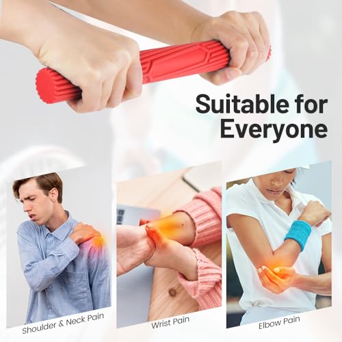 Inspack Flex Tennis Elbow Therapy Bar, Flexbar Treatment, Grip Strength Trainer, Therabars Flex Bars Physical Tendonitis, Wrist, Pain Relief, Forearm Strengthener Hand Exercise, Resistance Twist 25lb 15lb 10lb - color: Red_10LB