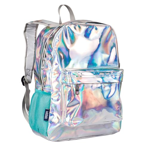 Wildkin Kids 16 Inch Elementary School Backpack for Girls – Durable Padded Bag with Adjustable Straps for School, Travel & Everyday Use, Multiple Pockets, Ages 6–13 – Holographic - color: Holographic