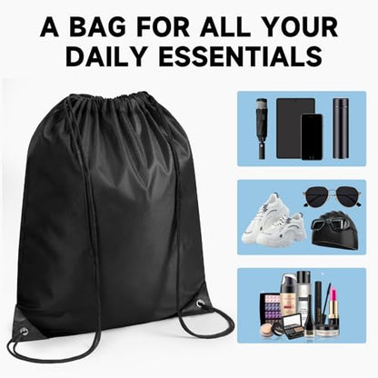 2Pcs Drawstring Bags Bulk Drawstring Backpack Black String Backpack Cinch Sack Sport Gym Draw String Back Bag for Beach, Travel, Yoga, Swimming - color: Black 2pcs