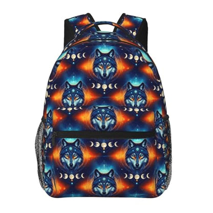 Laptop Backpack Galaxy Wolf Night Sky Space Moon, Water Resistant Office Commuter Daypack with Inner Pocket for Business and Travel - color: Pattern (230)