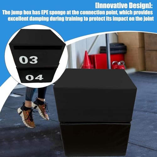 LICOME 4-in-1 Foam Jumping Exercise Box Plyo For Home Gym Non-slip PU Leather Cover For Workouts Training Strength - size: 1