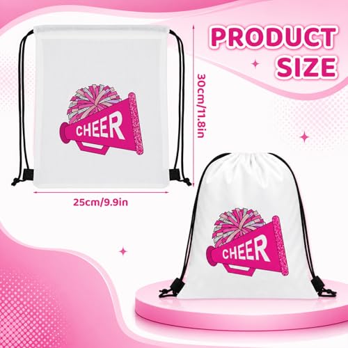 Kacctyen 24 Pcs Cheer Drawstring Backpack Cheer Team Gift Cheerleader Drawstring Gym String Bag Sports Party Favor Bulk(Pink) - color: Pink