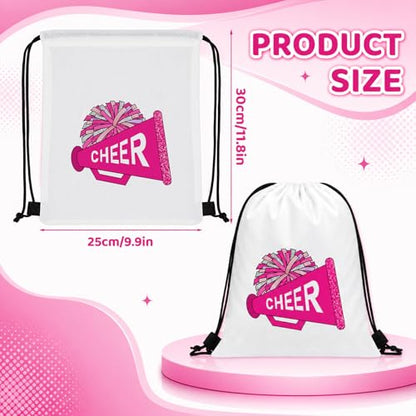 Kacctyen 24 Pcs Cheer Drawstring Backpack Cheer Team Gift Cheerleader Drawstring Gym String Bag Sports Party Favor Bulk(Pink) - color: Pink