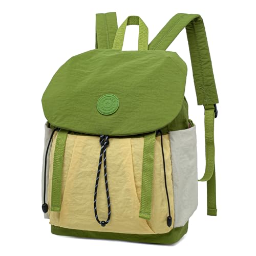 Women's Lightweight Backpack Purse, Water Resistant Nylon Casual Travel Backpack with Multiple Pockets, Fashion Daypack for Work, Shopping, Hiking, Travel & Daily Use (Avocado Green -Yellow, Small) - color: Avocado Green -Yellow