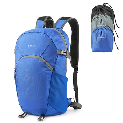 G4Free Hiking Backpack with Thickened Back Panel Packable 25L Lightweight Foldable Travel Daypack for Men Women(Blue) - color: Blue
