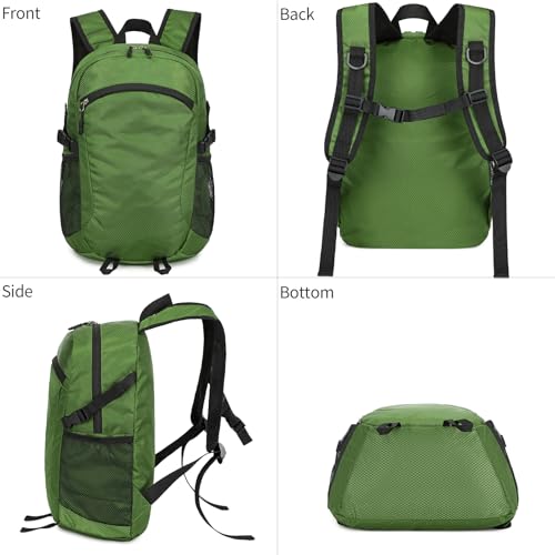 Small Hiking Backpack Travel Lightweight Hiking Packable Daypack Water-Resistant Foldable Backpacks 15L for Travel Women Men Camping (Deep Green) - color: Deep Green, size: 15L