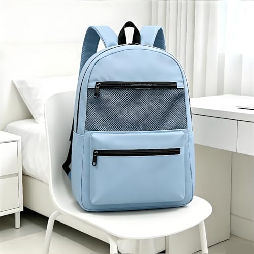 Lightweight Travel Backpack with Front Mesh Pocket, Large Capacity Multi Compartment Storage, Durable Daypack for Hiking, Travel, Work Outdoor(blue) - color: Blue