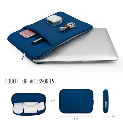 RAINYEAR 13 Inch Laptop Sleeve Compatible with 13.3" MacBook Air/Pro M1 M2 M3 M4 M5 A3449 A3240 A3113 A2681 A2338 Case Cover Bag with Front Pocket Accessories Pouch (Navy Blue) - color: Navy Blue, size: 13"