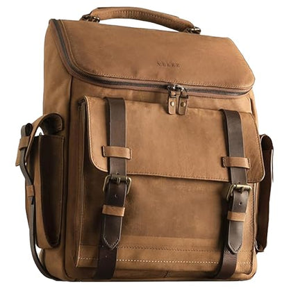 VELEZ Top Grain Leather Backpack for Men and Women - 15.6 Inch Laptop Bag - Brown Designer Leather Bookbag - Vintage Business Leather Travel Backpack Casual Shoulder Bags