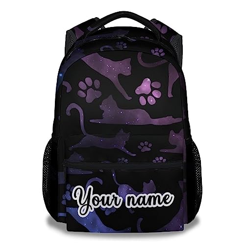 Personalized Cat Backpack for Girls Boys, 16 Inch Cat Theme Bookbag with Adjustable Straps, Durable, Lightweight, School Bag with Large Capacity - color: Color-2-1