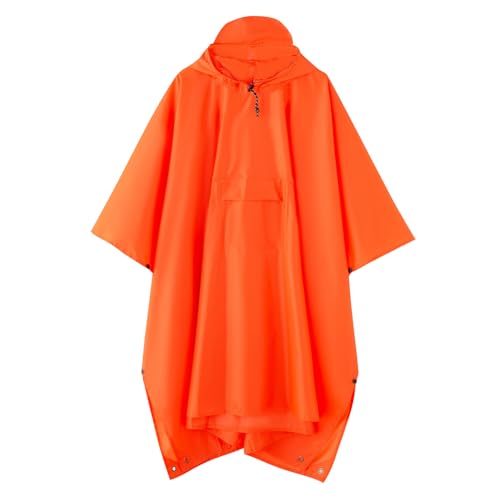 Hooded Waterproof Raincoat, Unisex Outdoor Hiking Camping Mat and Small Tent - color: Orange