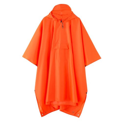 Hooded Waterproof Raincoat, Unisex Outdoor Hiking Camping Mat and Small Tent - color: Orange