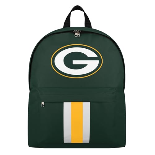 FOCO NFL Officially Licensed Team Color Primary Logo Solid Stripe Football School Bag Travel Backpack - Green Bay Packers - Green - color: Green Bay Packers