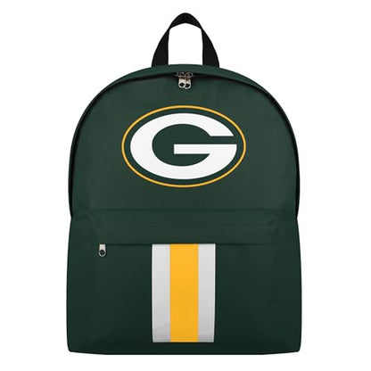 FOCO NFL Officially Licensed Team Color Primary Logo Solid Stripe Football School Bag Travel Backpack - Green Bay Packers - Green - color: Green Bay Packers