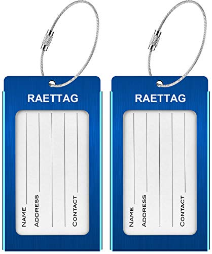 Luggage Tags Metal Suitcase Tags Travel Bag ID Identifier Luggage Tag (2Pack - Blue) - color: 2-pack - Blue