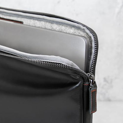 Casemade Real Leather Laptop Case/Zipped Folio Bag with Inner Pocket & Wool Lining Compatible with Apple MacBook, HP, Dell, Asus, Levovo (16 Inch - Black) - color: Black, size: 16 Inch