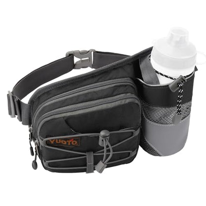 Waist Pack with Water Bottle Holder for Running Walking Hiking Fanny Pack Hydration Belt - color: Black
