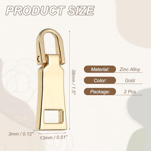 uxcell 2Pcs Zipper Pull Replacement, Detachable Metal Zipper Handle Mend Fixer Tab Repair for Luggage Suitcase Backpack Jacket Bags Boots Coat Handbags, Gold - color: Gold