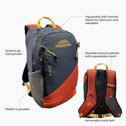 Timpanogos Elevation 22L Hiking Backpack, Lightweight Daypack for Men & Women made with Water-Resistant Ripstop Nylon, Hydration Compatible comes with Ergonomic Straps for Camping and Travel (Alta) - color: Alta