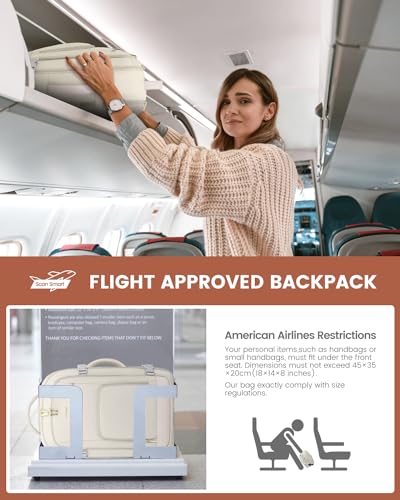 LOVEVOOK Travel Backpack For Women, 40L Carry On Backpack Flight Approved, TSA Personal Item Backpack Fits 17 Inch Laptop, Business Weekender Overnight Waterproof Daypack With 2 Packing Cubes, Beige - color: Beige, size: 40l-17.3 Inch-3pcs Standard