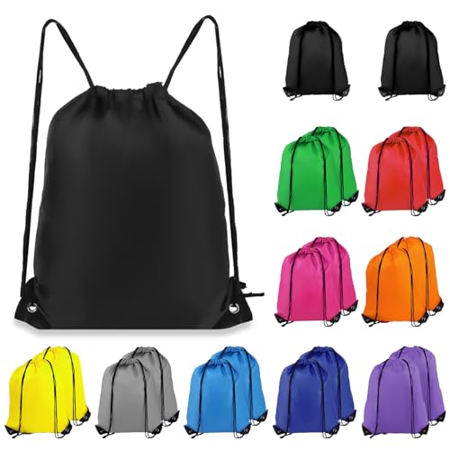 COIDEA Drawstring Backpack 20Pcs Drawstring Bags, Draw String Back Bag Drawstring Bags Bulk for Sports, Gym, Travel, Swimming, Beach (10 Colors) - color: Multicolor