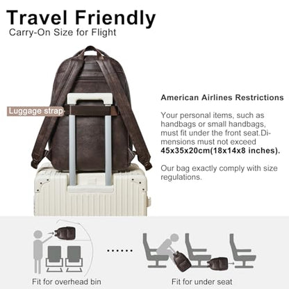 LATMAP Backpack Purse for Women Men Faux Leather Backpack, Travel Work Laptop Back Pack Teacher Bookbag fits 15.6" Laptop, Coffee - color: Style2-coffee