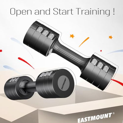 EAST MOUNT Adjustable Dumbbells 5 lb Dumbbells Set of 2 / Pair 10 lb Total Free Weights 6 in 1 Women Hand Weights for Home,Office,Gym Exercise Training 2lb 3lb 4lb 5lb Fast Adjust - color: Black
