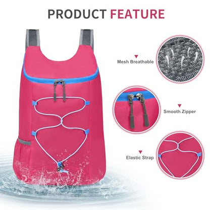20L Small Hiking Backpack Lightweight Packable Daypack Rose - color: Rose Red