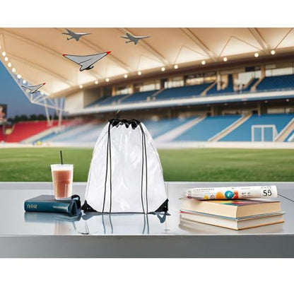 AUONY Clear Drawstring Backpack, Stadium Security Approved Waterproof Clear Drawstring Bag Gym Bag for Stadium, Concert, Sports, Travel