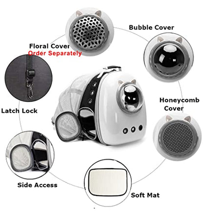 Back Expandable Cat Carrier Backpack, Backpack for Cats Kitten Small Puppy, Airline Approved Cat Bubble Backpack, Space Capsule Astronaut Carrier - color: White