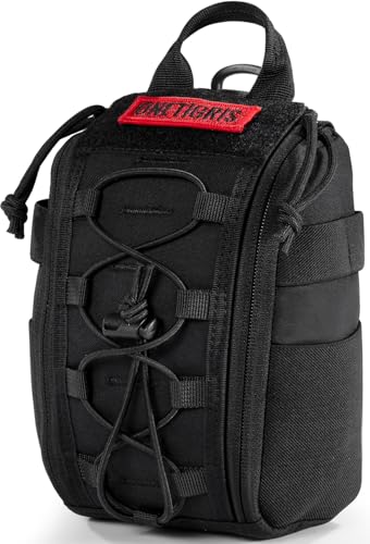 OneTigris IFAK Molle Pouch - Tactical First Aid Bag Medical Admin Pouches Trauma Kit Bag EMT MED Belt Backpack with D-Ring Hook for Outdoor Activities and Emergency Uses (Empty Bag)