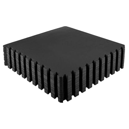 EVA Foam Mat Tiles 12-Pack - 48 SQ FT of Interlocking Padding for Garage, Playroom, or Gym Flooring - Exercise Mat or Baby Playmat by Stalwart (Black)