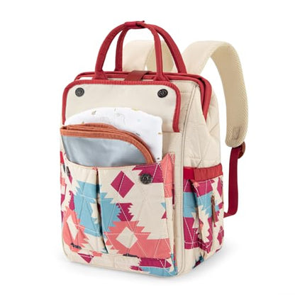 Montana West Wrangler Aztec Diaper Bag Backpack Western Backpacks for Moms Baby Essentials Bag with Twist-Lock Closure, Insulated Pockets, Portable Changing Pad, Stroller Straps, Pacifier Case - color: Aztec Pink