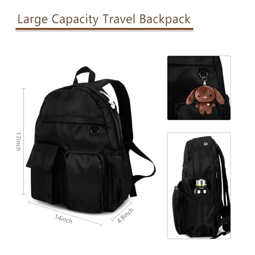 Women's Water-resistant Daypack Backpack, 15.6 Inch Laptop Compartment & Anti-Theft Pocket, Adjustable Padded Straps for Commuting, Travel, Work, College, Black - color: Black