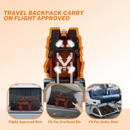 Expandable Travel Backpack Women Men with USB Charging Port, 15.6 Inch Laptop Backpack Waterproof Carry on Flight Approved for Travel Work Hiking College, Black - color: Black