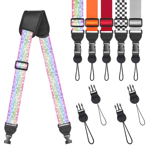 FIEIL Universal Shoulder Strap, Sandwich Mesh Padded Neck Lanyard, Replacement Comfortable Bag Strap for Camera, Cellphone Tablet,iPad, Laptop, Luggage Bag, Binocular(Rainbow Heart) - color: Rainbow Heart